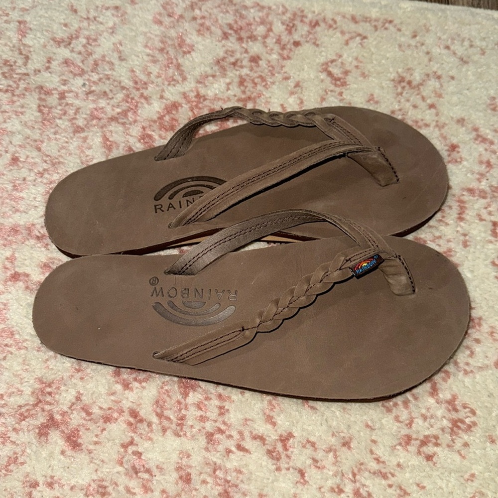 Rainbow flip flops